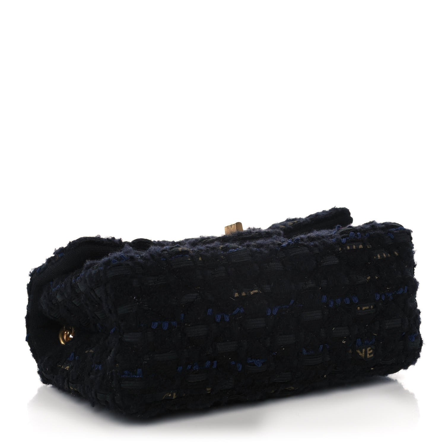 Chanel Tweed Quilted Mini 2.55 Reissue Flap Black Gold Navy 4 of 13