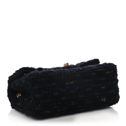 Chanel Tweed Quilted Mini 2.55 Reissue Flap Black Gold Navy 4 of 13