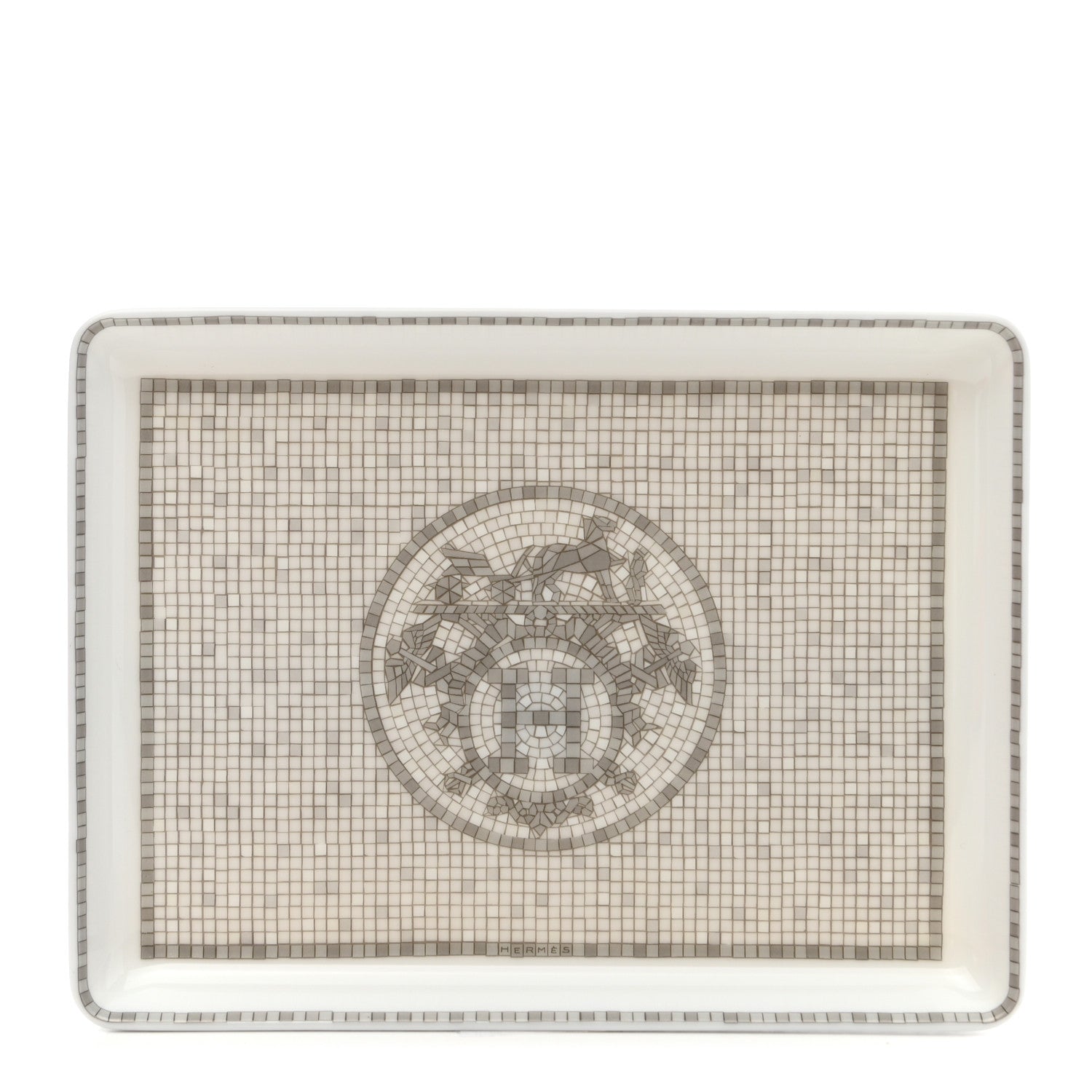 Hermes Porcelain Mosaique Au 24 Sushi Plate Platine 1 of 9