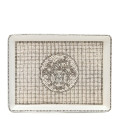Hermes Porcelain Mosaique Au 24 Sushi Plate Platine 1 of 9