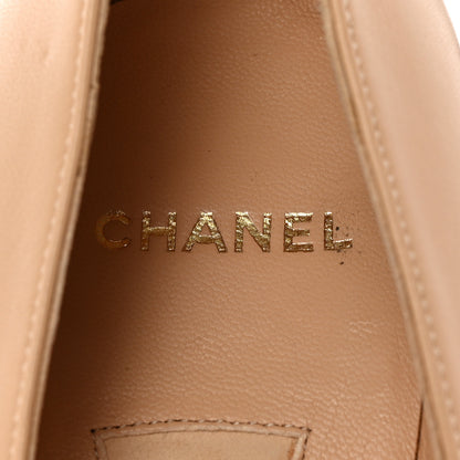 Chanel Lambskin Cap Toe Pearl Pumps 38.5 Beige Black 7 of 15