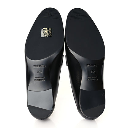 Hermes Goatskin Womens Royal Loafers 36.5 Black 5 of 9