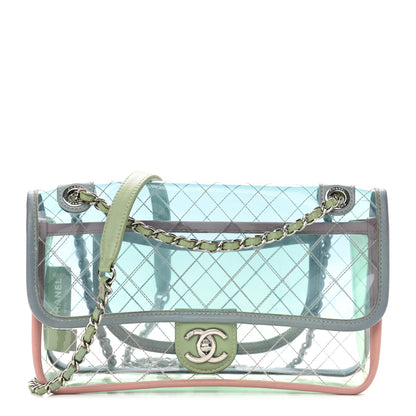 Chanel Lambskin PVC Quilted Medium Coco Splash Flap Blue Green 1 of 12