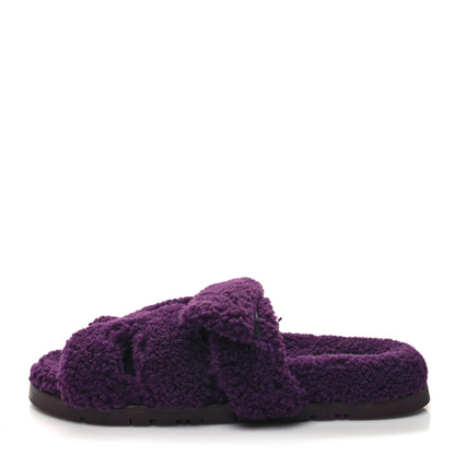 Hermes Woolskin Womens Chypre Sandals 38 Violet Fonce 1 of 8