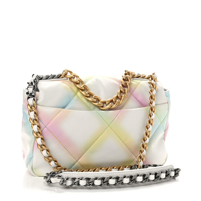 Chanel Printed Goatskin Quilted Medium Chanel 19 Flap White Multicolor 3 of 10