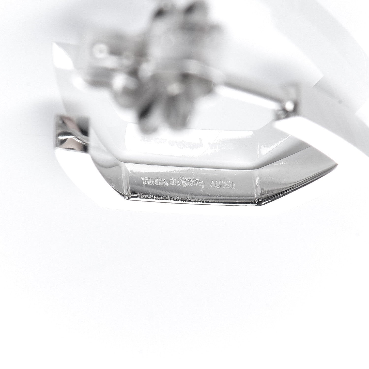 Tiffany 18K White Gold Diamond Frank Gehry Torque Hoop Earrings 4 of 7