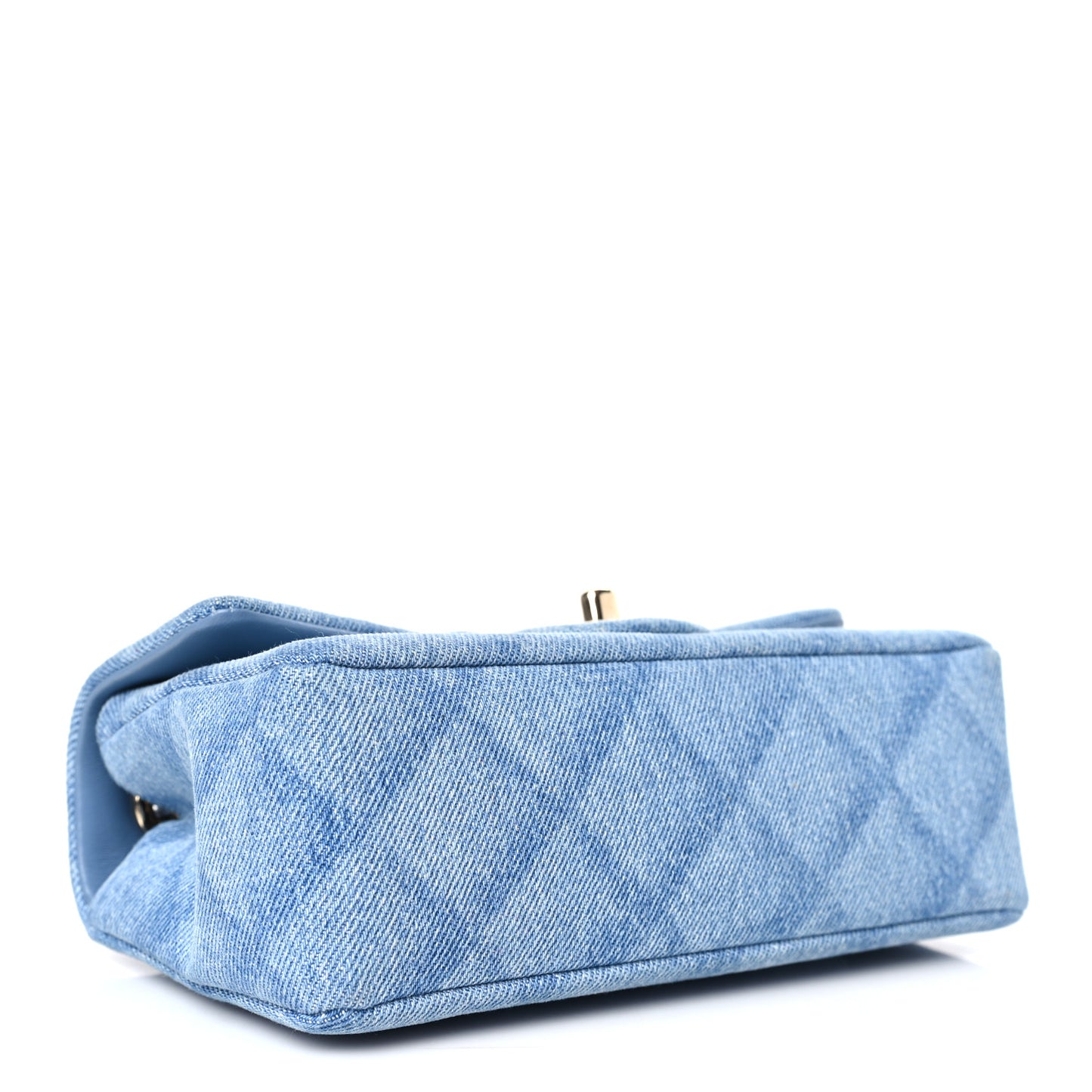 Printed Denim Quilted Mini Rectangular Flap Light Blue
