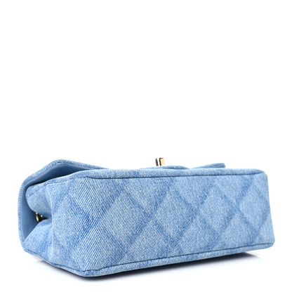 Chanel Printed Denim Quilted Mini Rectangular Flap Light Blue 4 of 9