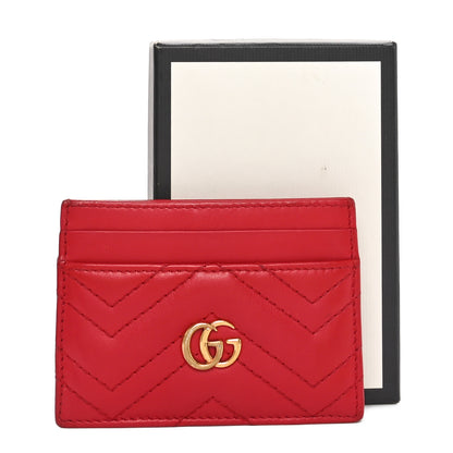 Gucci Calfskin Matelasse GG Marmont Card Holder Hibiscus Red 8 of 8