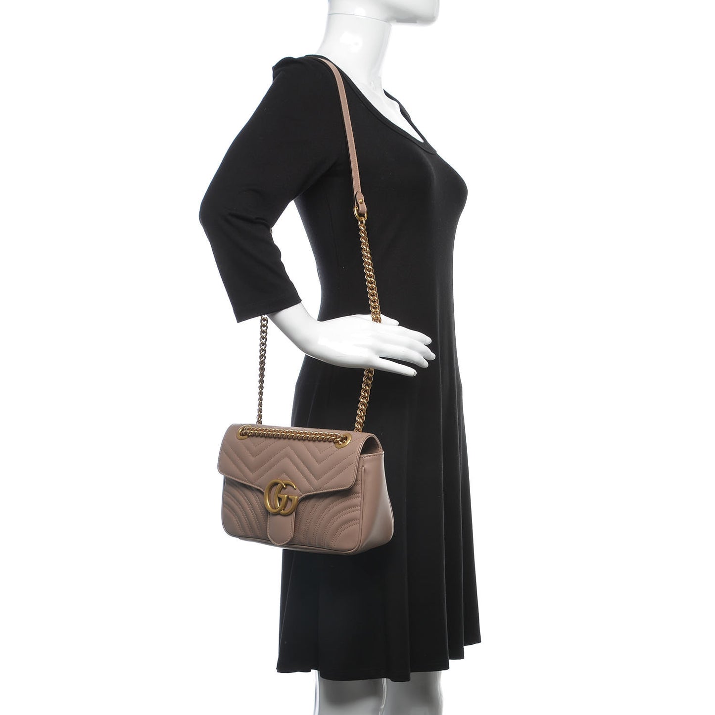 Calfskin Matelasse Small GG Marmont Shoulder Bag Porcelain Rose