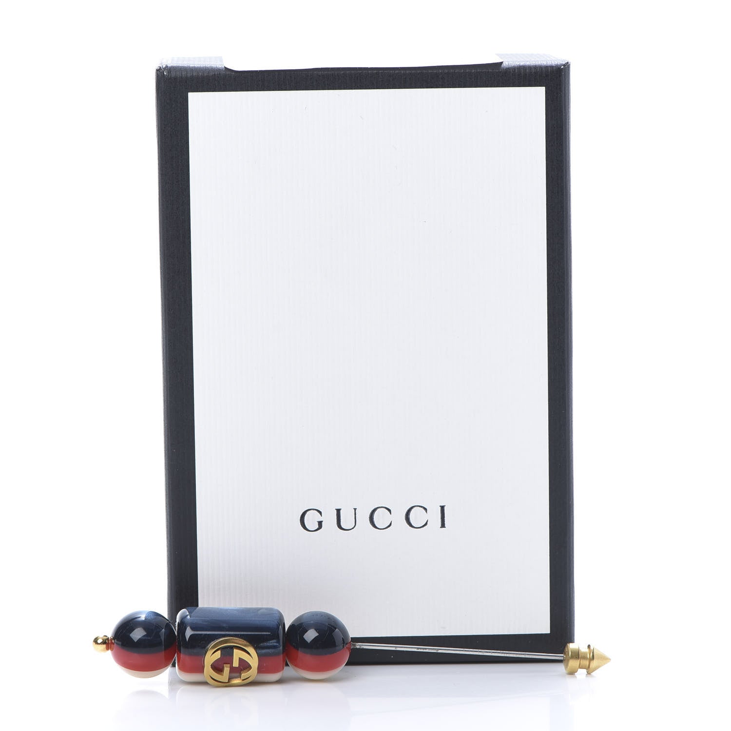 Gucci Resin Sylvie GG Brooch Gold Blue 7 of 7