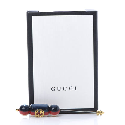 Gucci Resin Sylvie GG Brooch Gold Blue 7 of 7