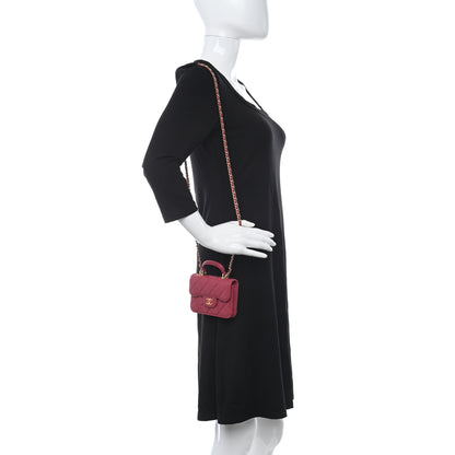 Chanel Lambskin Quilted Top Handle Flap Coin Purse With Chain Dark Pink 2 of 10