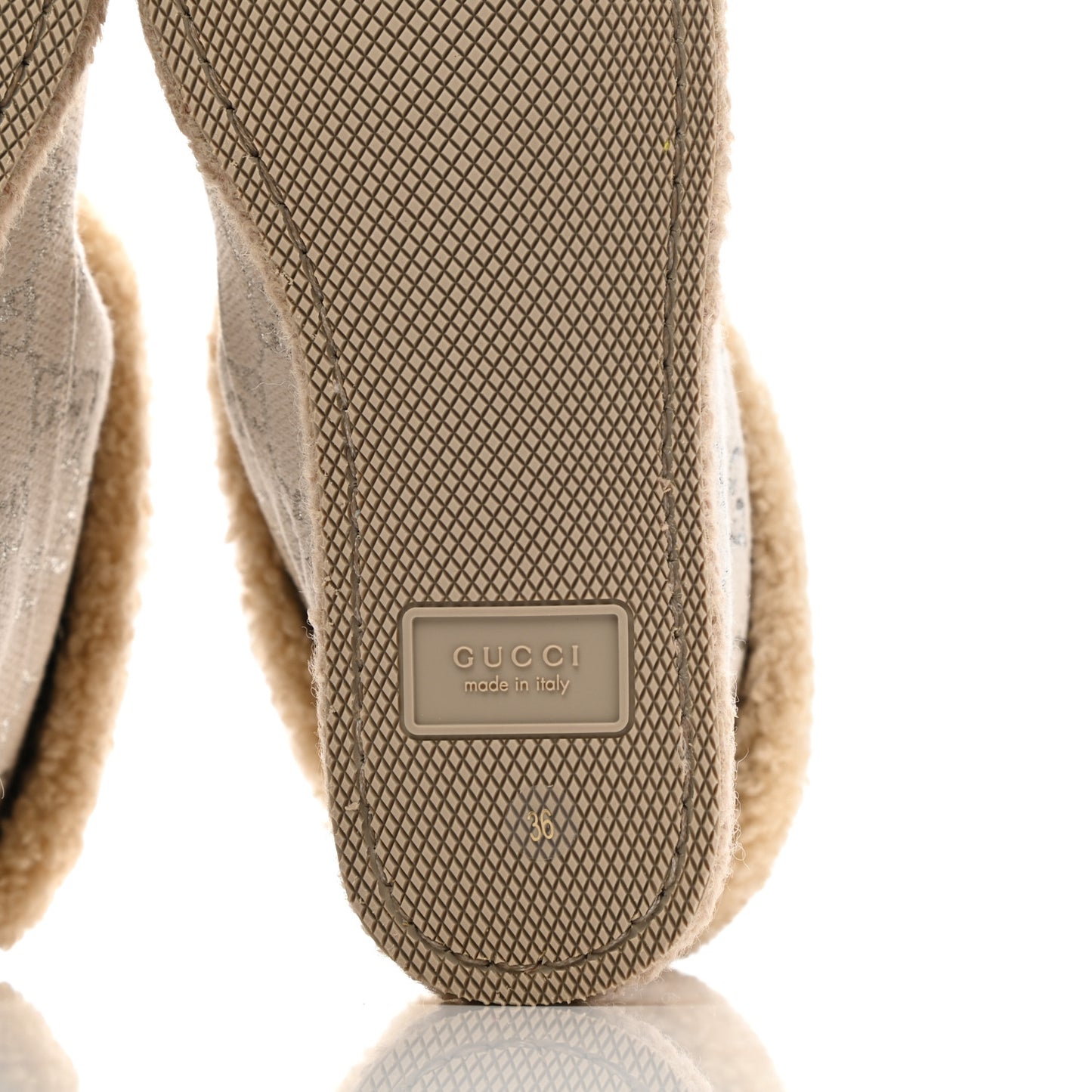 Canvas Wool Lame GG Monogram Womens Fria Horsebit Ankle Boots 36 Gardenia Silver Butterscotch