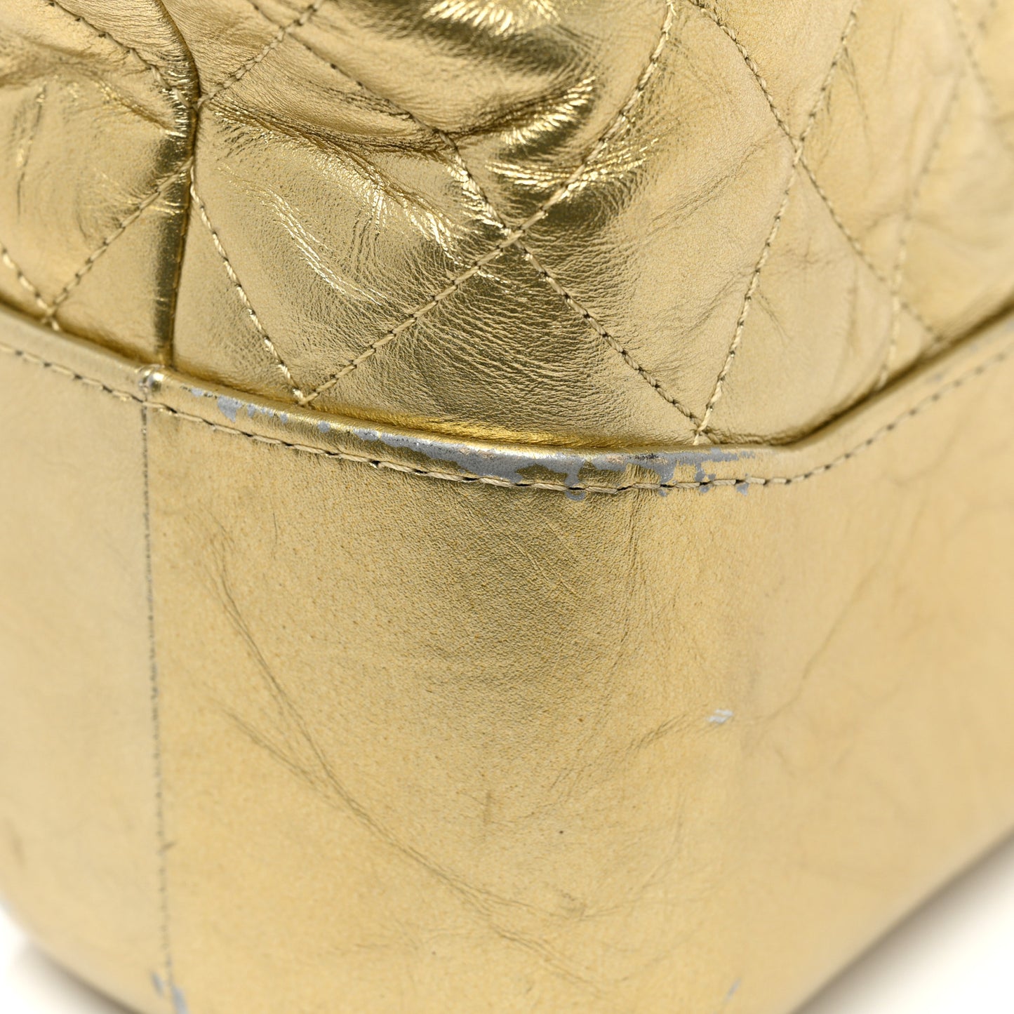 Metallic Lambskin Calfskin Quilted Medium Gabrielle Hobo Gold