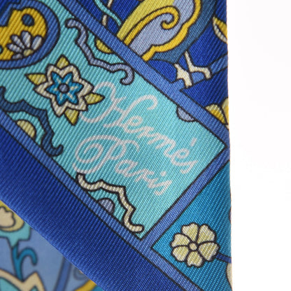 Hermes Silk Au Pays Des Oiseaux Fleurs Twilly Bleu Dur Jaune Vif Turquosie 5 of 5