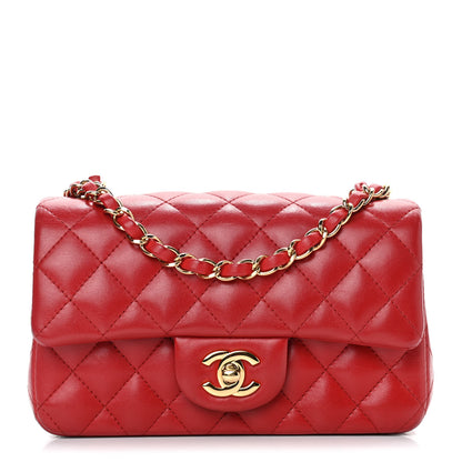 Chanel Lambskin Quilted Mini Rectangular Flap Red 1 of 12