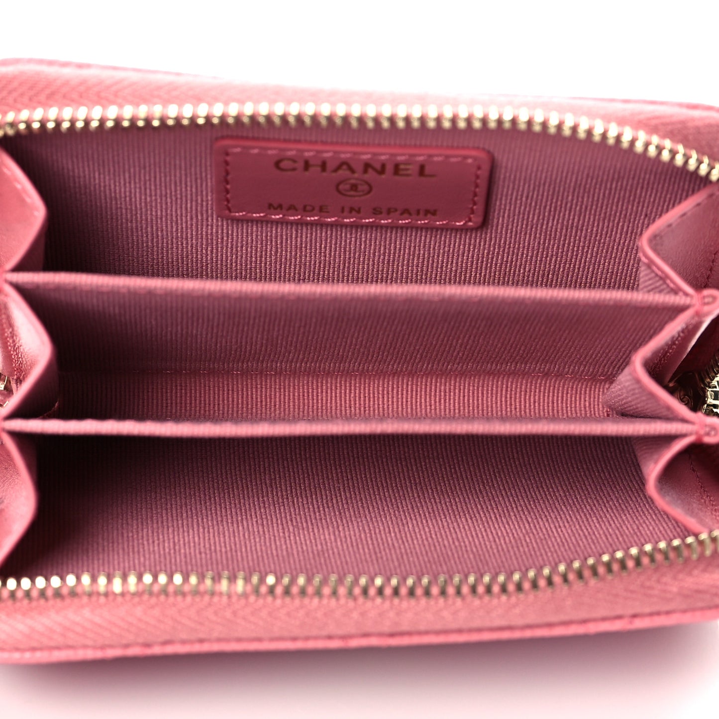 Caviar Quilted Zip Coin Purse Dark Pink
