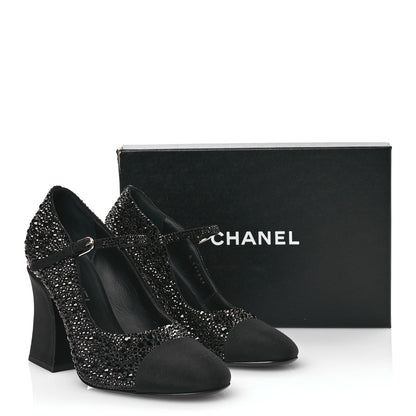 Chanel Strass Pearl Grosgrain Cap Toe Pumps 40 Black 9 of 9