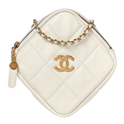 Chanel Caviar Quilted Diamond Clutch With Chain White 1 of 10