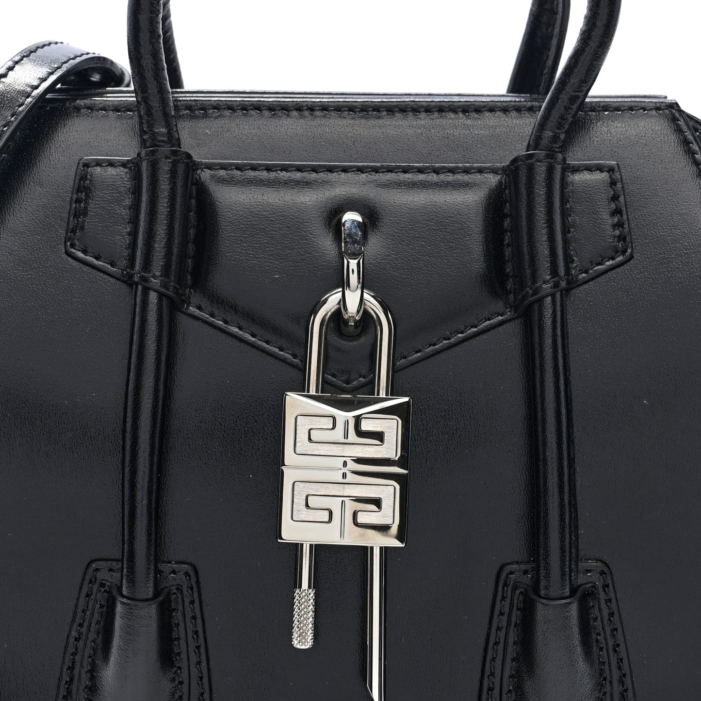 Box Calfskin Mini Lock Antigona Shoulder Bag Black