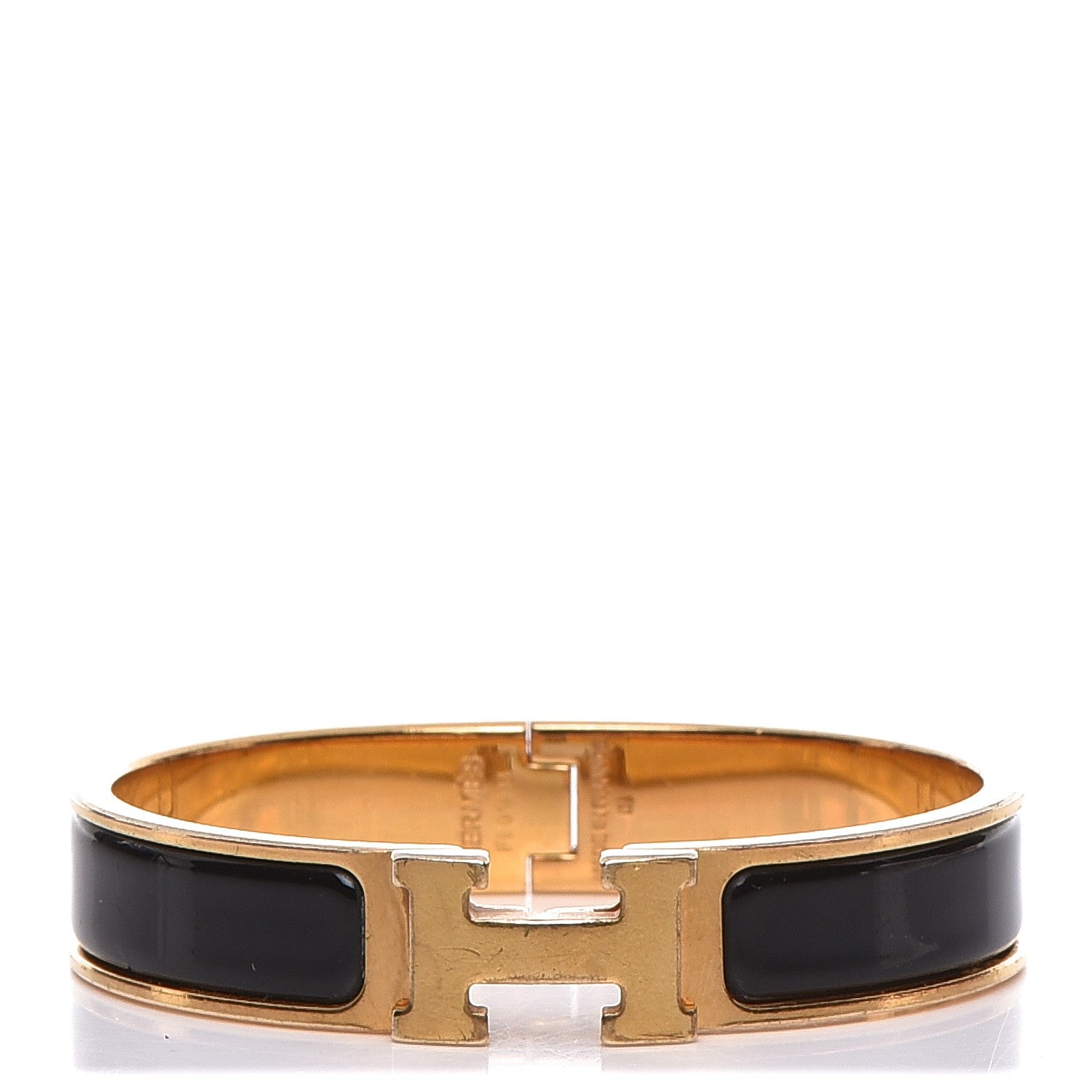 Hermes Enamel Narrow Clic Clac H Bracelet PM Black 1 of 4