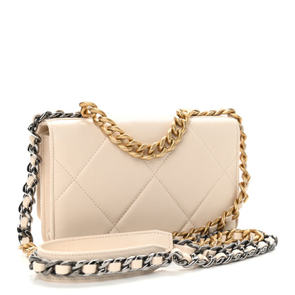 Chanel Goatskin Quilted Chanel 19 Wallet On Chain WOC Light Beige 2 of 9
