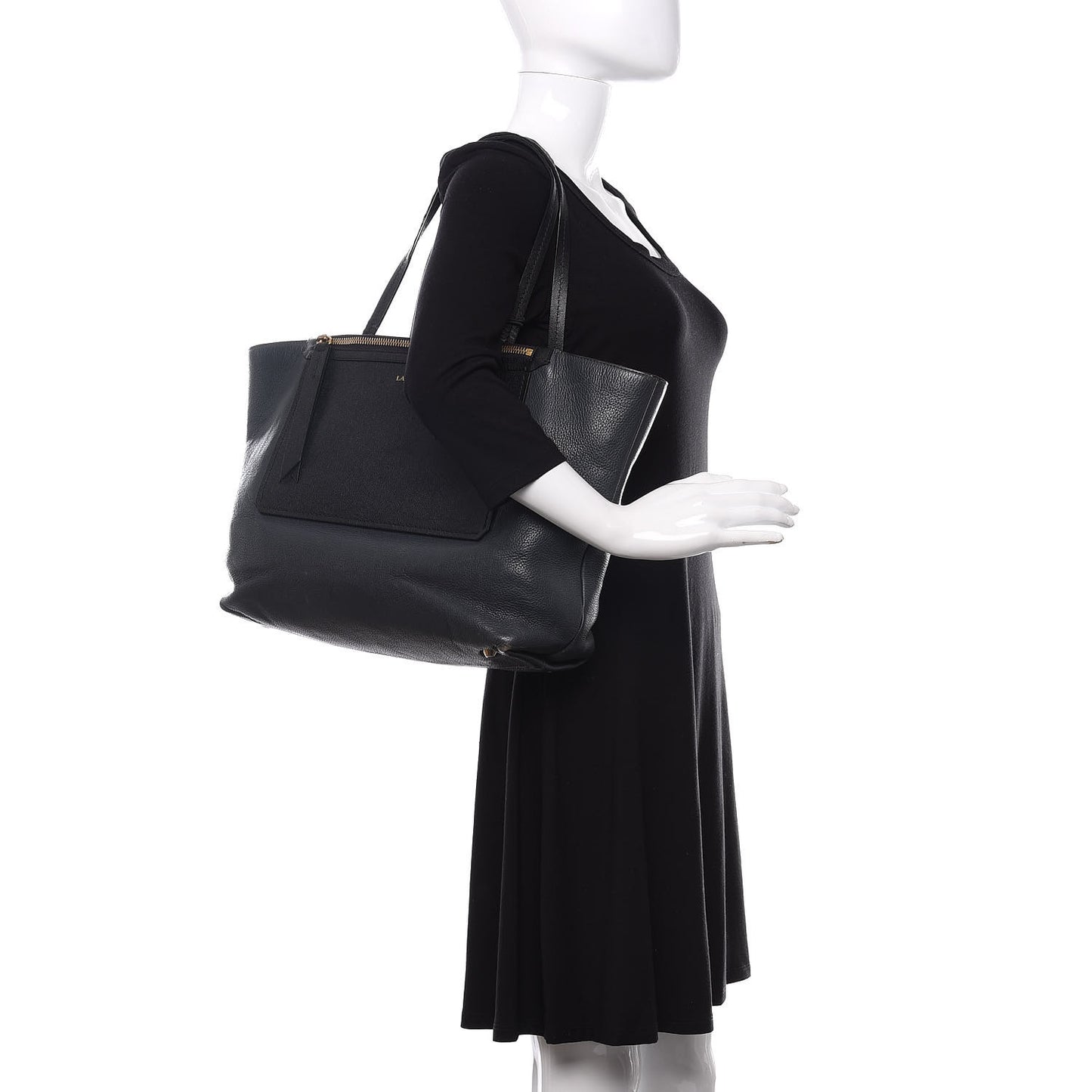 Grained Calfskin New Easy Shopper Tote Navy Black