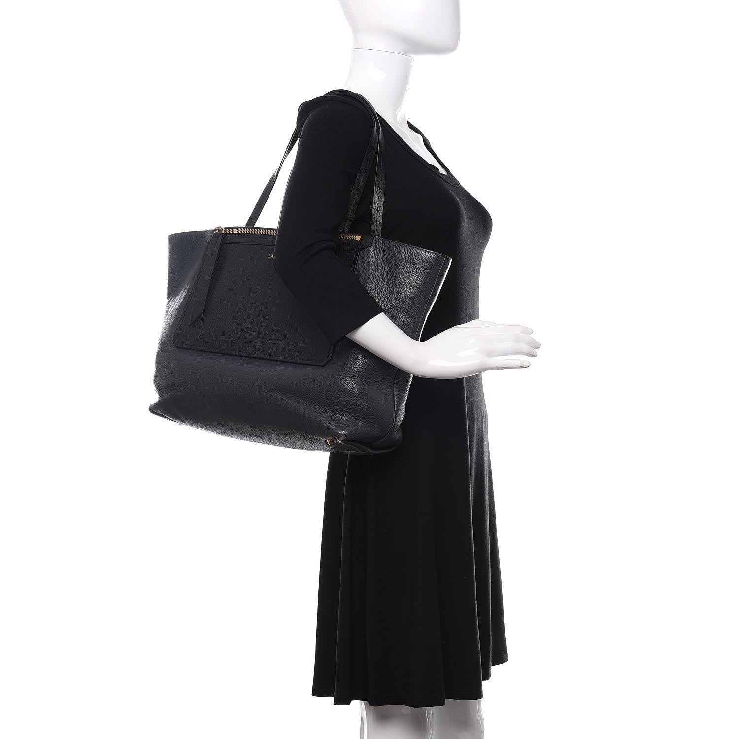 Lanvin Grained Calfskin New Easy Shopper Tote Navy Black 2 of 20