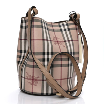 Burberry Haymarket Check Colours Small Lorne Bucket Crossbody Camel 2 of 9