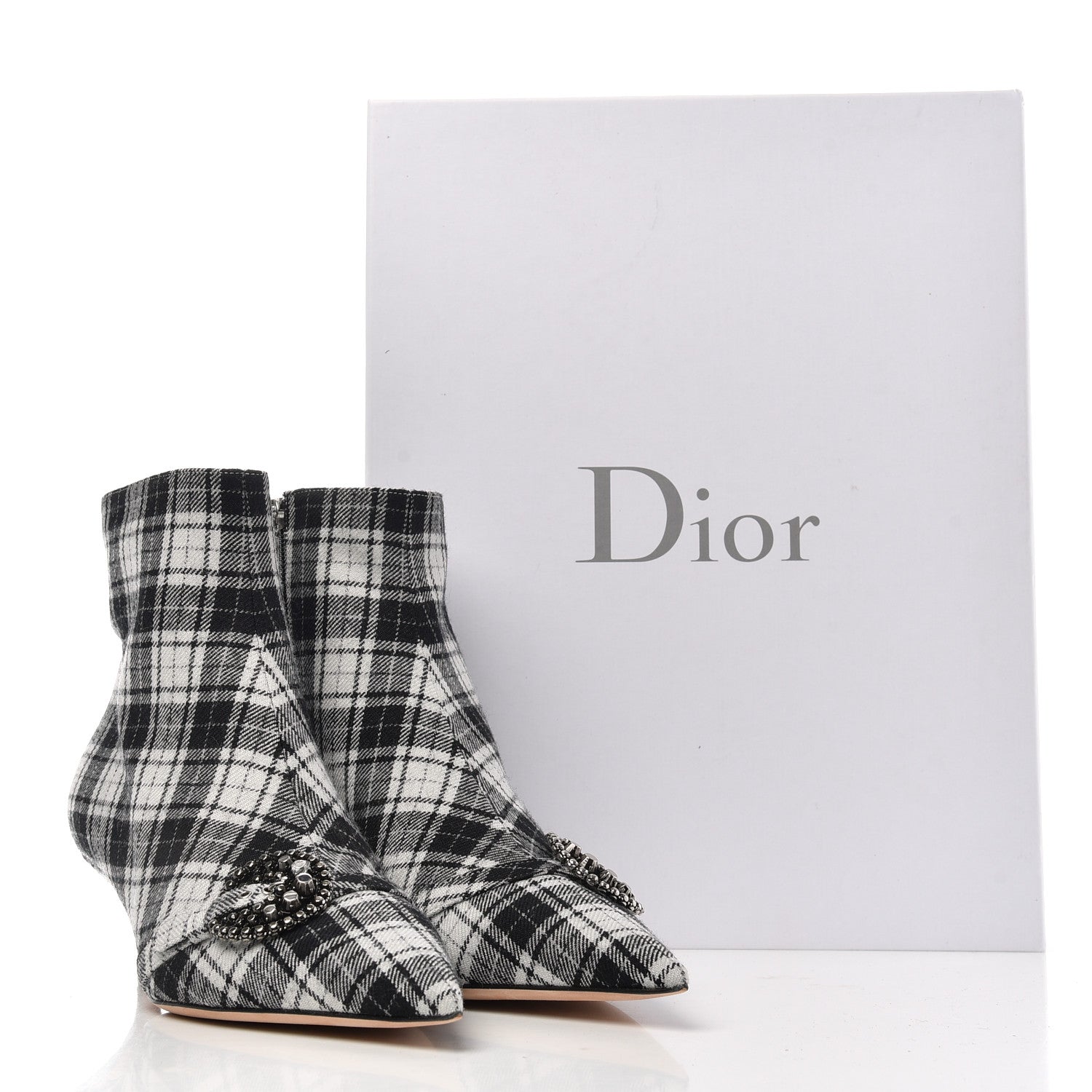 Christian Dior Canvas Tartan Gang Ankle Boots 40 Black 11 of 11