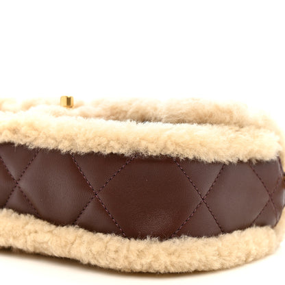Chanel Shearling Lambskin Quilted Mini Furry Coco Flap Beige Dark Brown 10 of 12