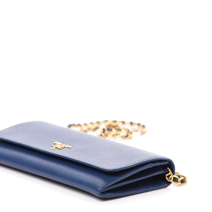 Prada Saffiano Metal Oro Chain Wallet Bleuette 9 of 11