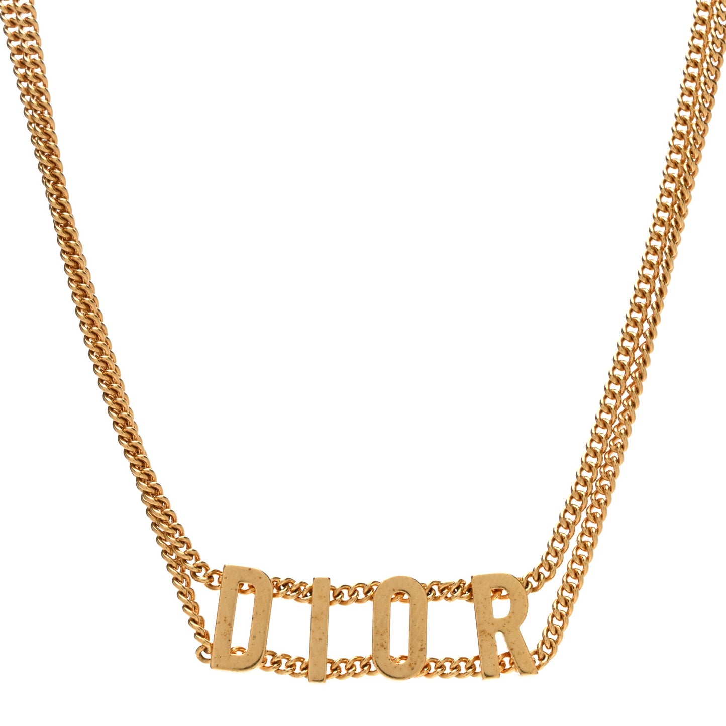 Metal Chain Logo Choker Chain Necklace Gold