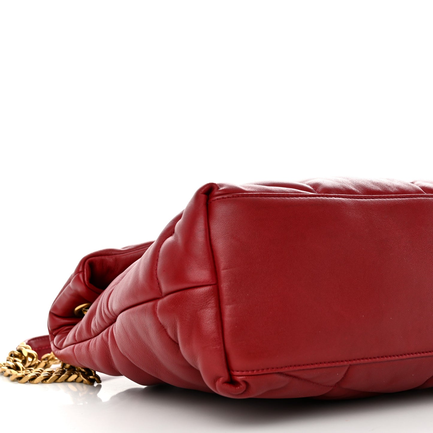 Lambskin Quilted Medium Loulou Puffer Monogram Chain Satchel Opyum Red