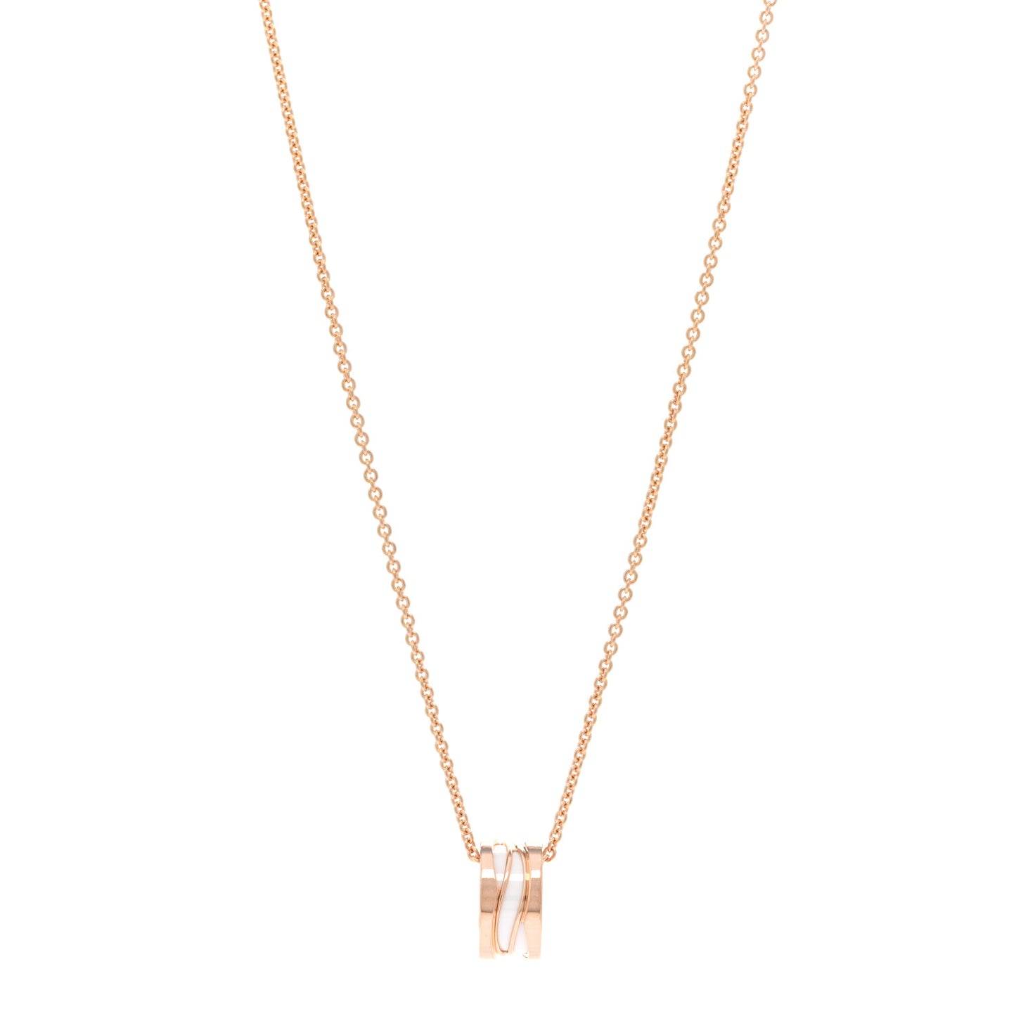 18K Rose Gold Ceramic B.Zero1 Open Legends Pendant Necklace White