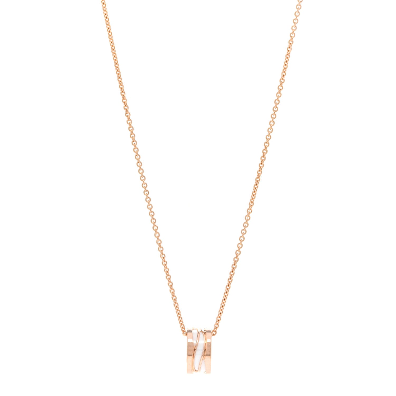 Bulgari 18K Rose Gold Ceramic B.Zero1 Open Legends Pendant Necklace White 1 of 4