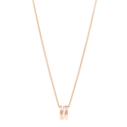 Bulgari 18K Rose Gold Ceramic B.Zero1 Open Legends Pendant Necklace White 1 of 4