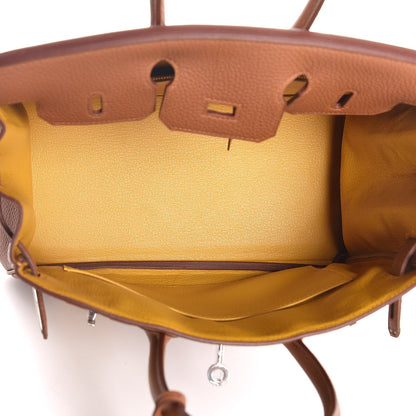 Hermes Togo Swift Officier Birkin 25 Gold Ambre 7 of 35
