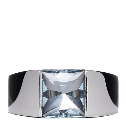 Cartier 18K White Gold Aquamarine Tank Ring 49 4.75 1 of 5