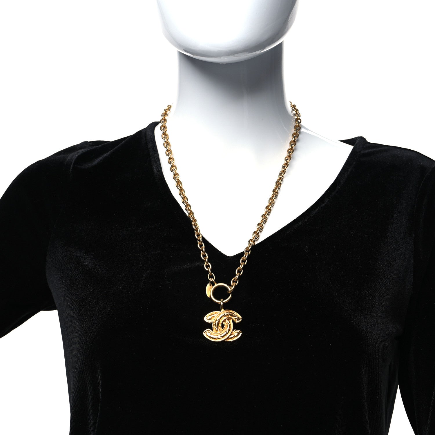 Chanel Quilted CC Chain Necklace Gold 2 of 6