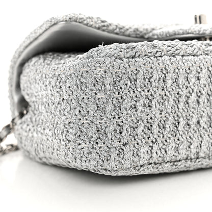 Chanel Metallic Woven Fabric Mini Rectangular Flap Silvery 9 of 11