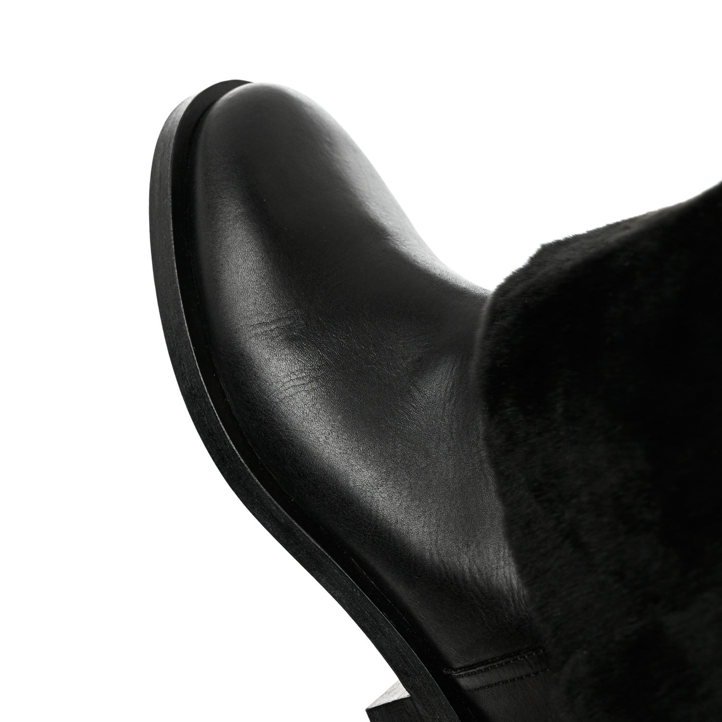 Fur Calfskin Fold Over Short Boots 39 Black