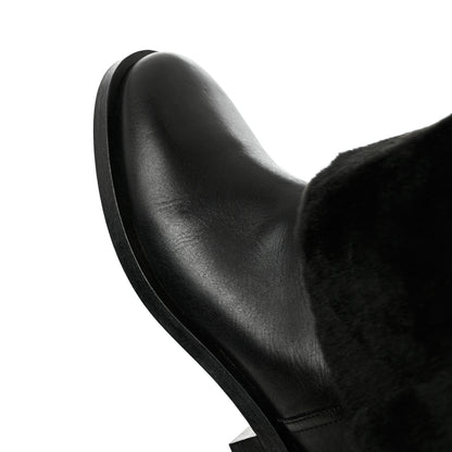 Chanel Fur Calfskin Fold Over Short Boots 39 Black 9 of 9