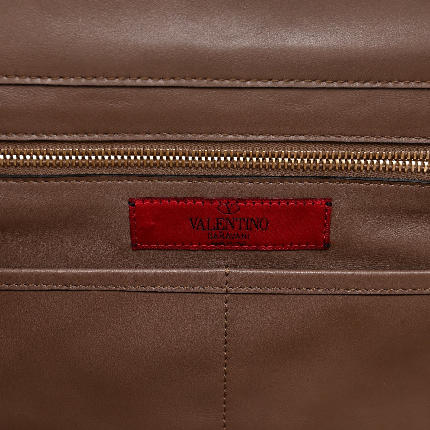 Valentino Garavani Vitello Large Rockstud Tote Brown 6 of 10