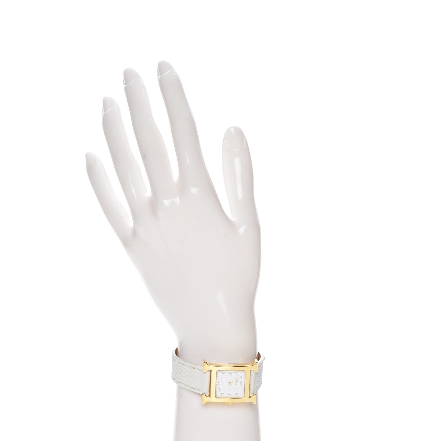 Hermes Stainless Steel Epsom 21mm Heure H Hour Quartz Watch Blanc 2 of 10