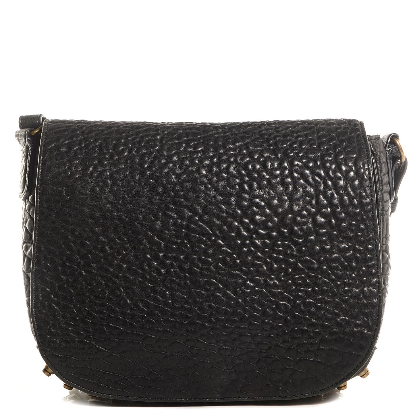 Pebbled Lambskin Lia Sling Black with Antique Brass Hardware