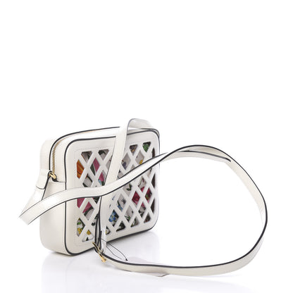 Gucci Canvas Calfskin Cutout Flora Floral Shoulder Bag White Multicolor 4 of 11