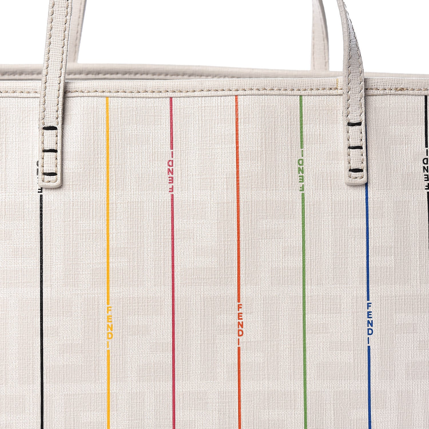 Fendi Zucca Spalmati Striped Medium Roll Tote White Multicolor 19 of 19