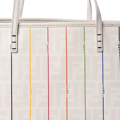Fendi Zucca Spalmati Striped Medium Roll Tote White Multicolor 19 of 19